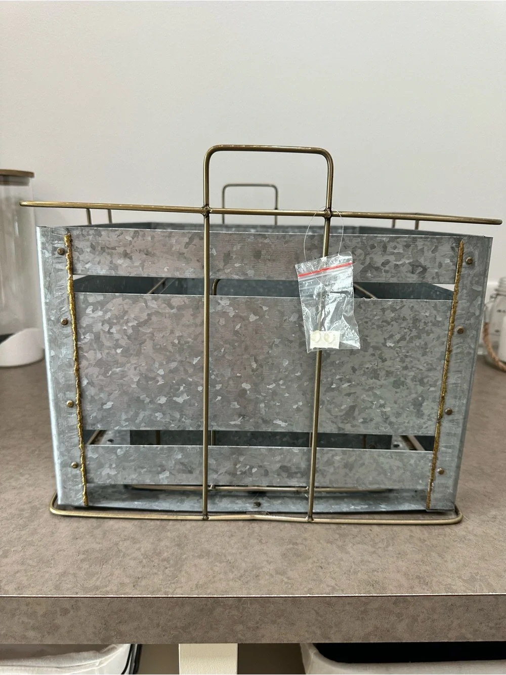 Hearth and Hand with Magnolia Galvanized Metal & Gold Storage Crates Set 2 Large
